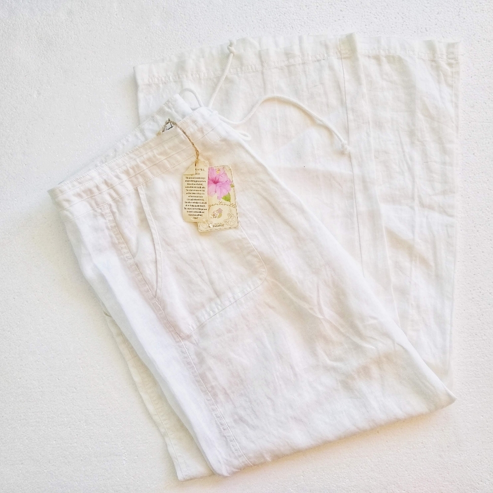 NWT  Margaritaville White Linen Wide Leg Pant XL